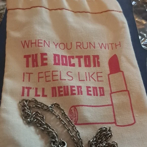 3 Doctor Who necklace set trio pouch Dr quote silver tone - Picture 2 of 6